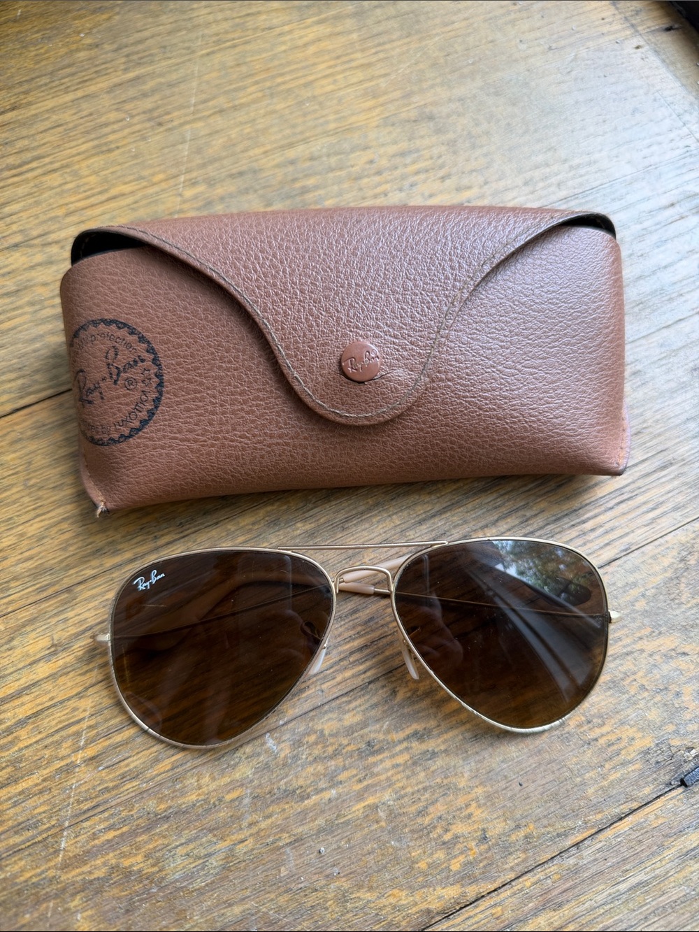 Ray-Ban Women Gold Frame with Brown Lenses Aviator Sunglasses